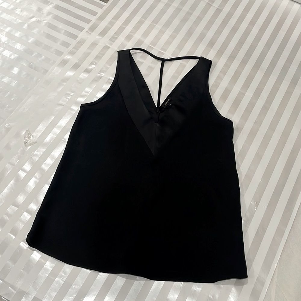 Black Open Strap Back Cut Out Top RIVER ISLAND